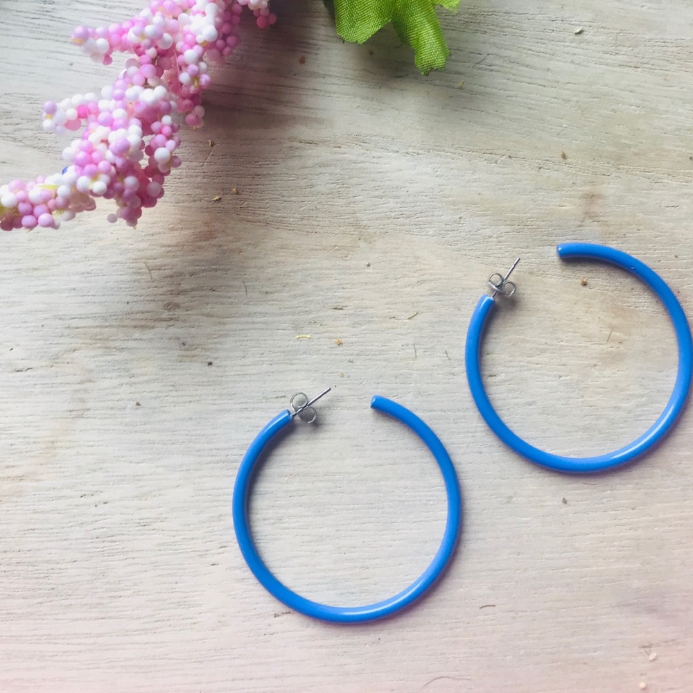 Blue Hoop Earrings